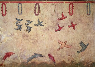 Aquatic Birds and Leaping Dolphins, from the Tomb of Hunting and Fishing by Etruscan