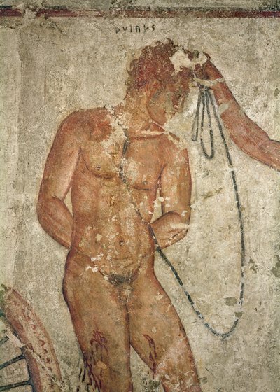 (Detail) of a Trojan Prisoner, from the Francois Tomb at Vulci, c.320-280 BC by Etruscan
