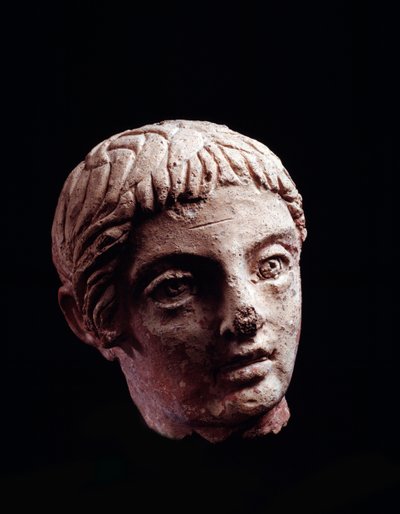 Etruscan Civilization: Head of a Young Man from the Temple of Belvedere, in Orvieto - 5th-4th Century BC Diam 13 cm by Etruscan