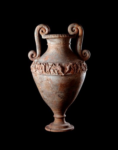 Etruscan civilization: terracotta amphora from a tomb of Poggio Sala, Italy 4th century BC by Etruscan