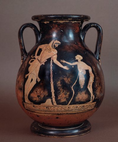 Terracotta Pelike Representing Hercules and an Old Man by Etruscan