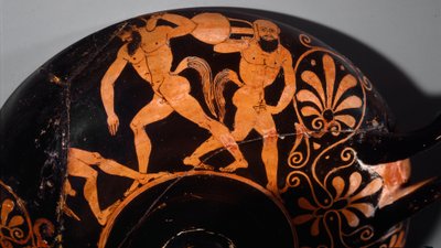 Etruscan Art: Kylix Decorates a Komos by Etruscan Etruscan