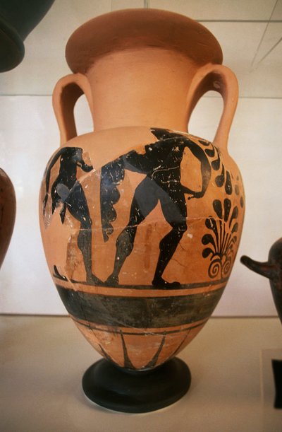 Etruscan black-figured vase, from Roselle archaeological site, Tuscany, Italy by Etruscan Etruscan