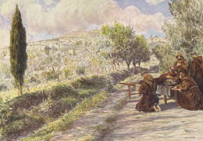 St Francis Blesses the City of Assisi by Eugene (after) Burnand