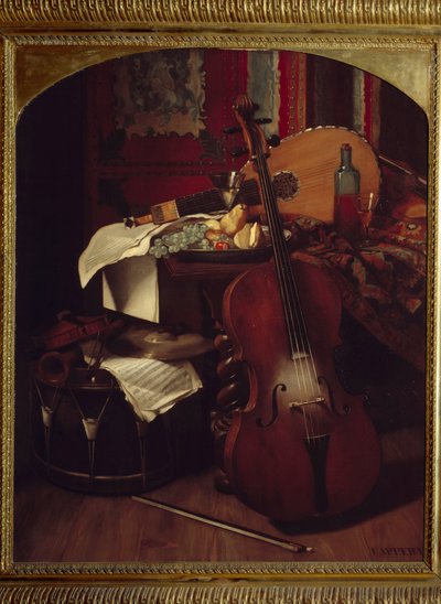 Still life with musical instruments by Eugene Appert