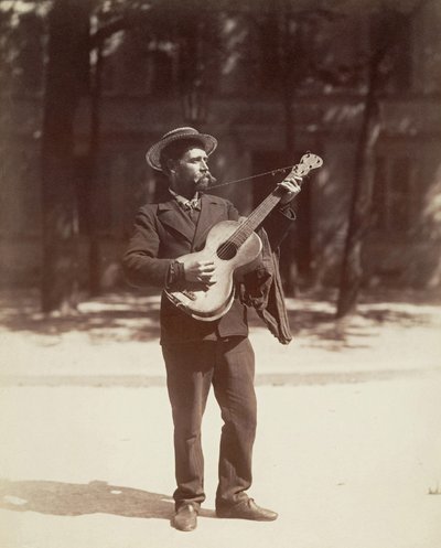 Guitar player, Paris by Eugène Atget
