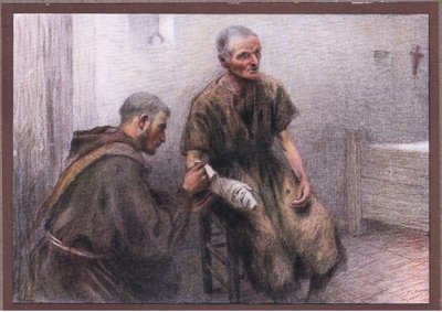Friar Bentivoglia tends a leper by Eugene Burnand