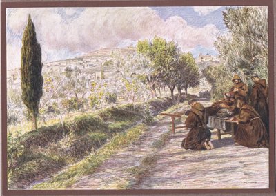 St Francis blesses the city of Assissi by Eugene Burnand