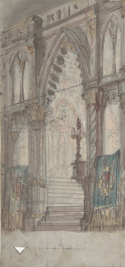 Design for a Stage Set at the Opéra, Paris: Church Interior by Eugene Ciceri