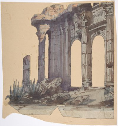 Design for a Stage Set at the Opéra, Paris: Columned Exterior by Eugene Ciceri
