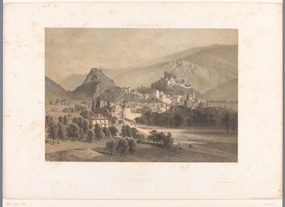 View of Sion in the Rhône Valley (Views in Switzerland, Savoy, and Tyrol) (La Suisse, la Savoie et le Tyrol) (series title) by Eugene Ciceri