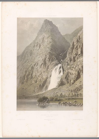 View of the Pissevache waterfall (series title: Views in Switzerland and Savoy) by Eugene Ciceri