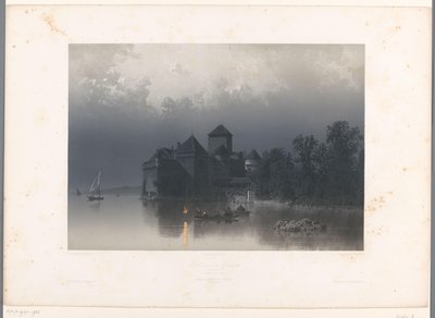 View of Chillon Castle on Lake Geneva (series: Views in Switzerland and Savoy) by Eugene Ciceri