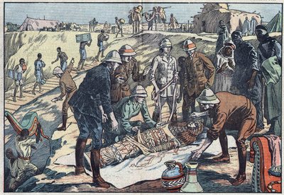 An English mission, commissioned by Earl Byron de Prorok (1896-1954), an archeologist, discovered the tomb of Tin-Hahan in the Hoggar. Illustration of Damblans. In 