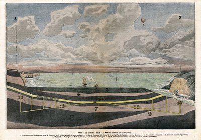 Channel Tunnel Project between Dover and Sangatte by Eugene Damblans