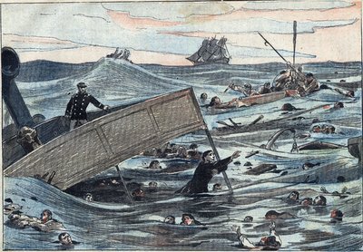 Sinking of the ship Burgundy, sank by an English sailboat by Eugene Damblans