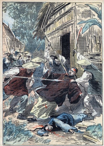 The French priest Berthollet (1865-1898), priest of the Foreign Missions, was assassinated by Chinese national guards near the town of Yun Ngan Cheou on 21 April 1898. Illustration of Damblans in 
