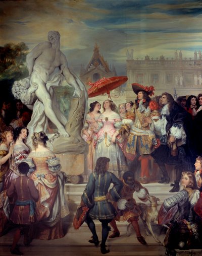 Pierre Puget Presents His Statue Milon of Crotone to Louis XIV in the Gardens of the Castle of Versailles by Eugene Deveria