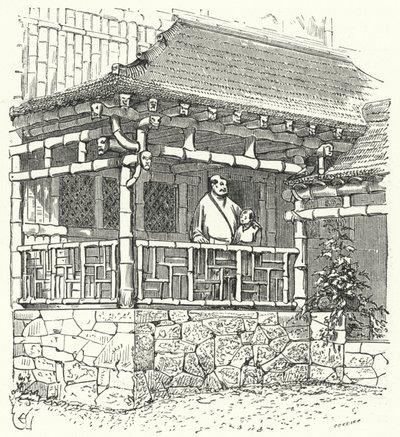 Ancient Chinese house built from bamboo by Eugene Emmanuel after Viollet le Duc