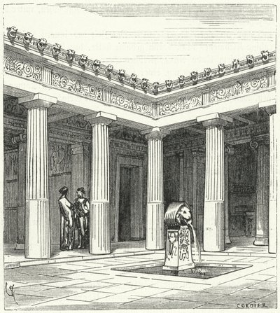 Doric courtyard of an Ancient Greek house by Eugene Emmanuel after Viollet le Duc