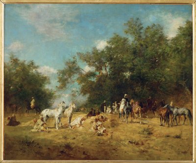 Arab Riders Halt in a Wood by Eugene Fromentin