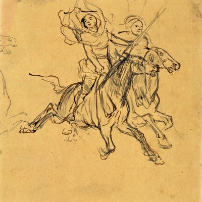 Study of Two Riders by Eugène Fromentin