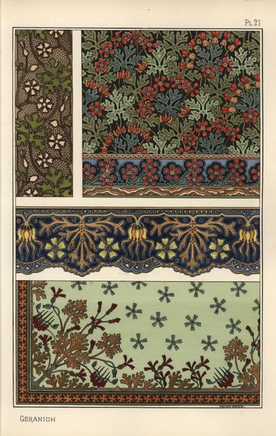 Geranium Motif in Wallpaper, Border and Fabric Patterns by Eugene Grasset