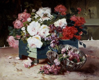 Red and Pink Roses by Eugene Henri Cauchois