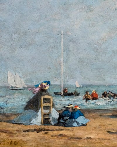 Crinolines on the Beach, Detail by Eugene Louis Boudin
