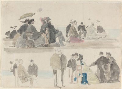 Ladies and Gentlemen on the Beach, in Two Registers by Eugene Louis Boudin