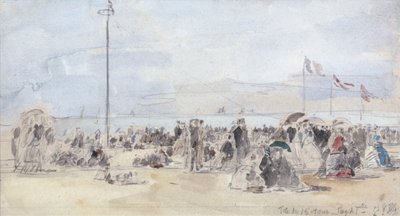 People on the Beach, Trouville, 1866 by Eugene Louis Boudin