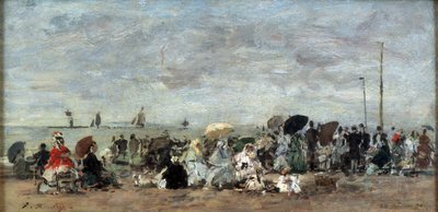 Scene on the Beach in Trouville by Eugene Louis Boudin
