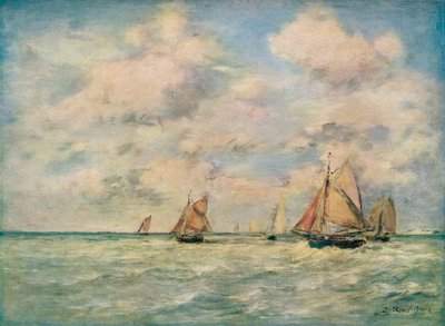 Sortie Des Barques A Trouville, 19th Century by Eugene Louis Boudin
