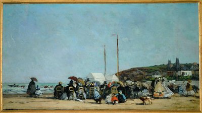 The Beach at Trouville by Eugene Louis Boudin