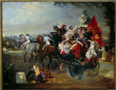 Carnival Scene in Paris, Place de la Concorde in 1834 by Eugene Louis Lami