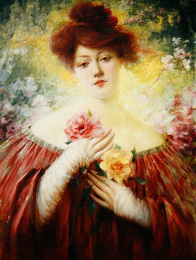 Girl with roses by Eugene Louis Leopold Tripard Zigliara