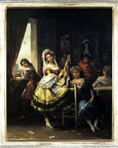 Maja with Guitar by Eugenio Lucas Velazquez