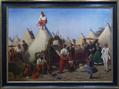 Infantry sappers preparing their cantonment for the feast of the Emperor by Eugène Bellange