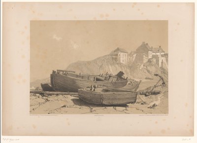 Rocky Coast with Boats and Fishing Village by Eugène Cicéri (attributed to)