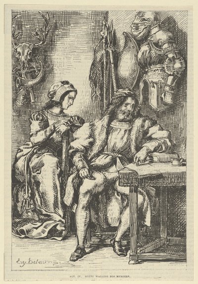 Goetz von Berlichingen Writing His Memoirs by Eugène Delacroix