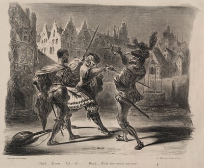 Illustrations for Faust: Duel of Faust and Valentin by Eugène Delacroix