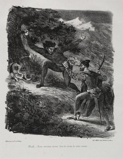 Illustrations for Faust: Faust and Mephistopheles in the Mountains of the Harz by Eugène Delacroix