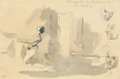 Marguerite in the Church with Studies of the Head of Mephistopheles by Eugène Delacroix