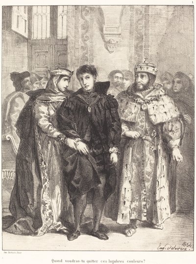 The Queen Tries to Console Hamlet (Act I, Scene II) by Eugène Delacroix