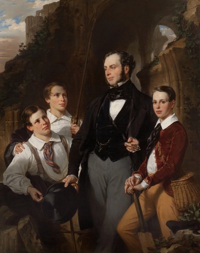 Portrait of Laurence Davidson and His Three Sons by Eugene Deveria