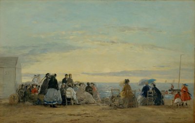 On the Beach, Sunset by Eugene Louis Boudin