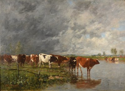 Herd Drinking by Eugene Louis Boudin
