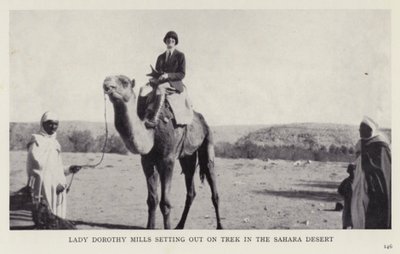 Lady Dorothy Mills setting out on trek in the Sahara Desert by European Photographer