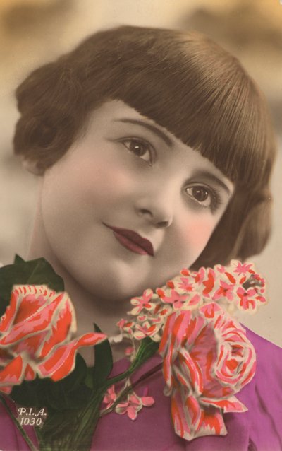 Portrait of a Young Girl with Flowers by European Photographer