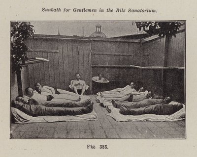 Sunbath for gentlemen in the Bilz Sanatorium by European Photographer